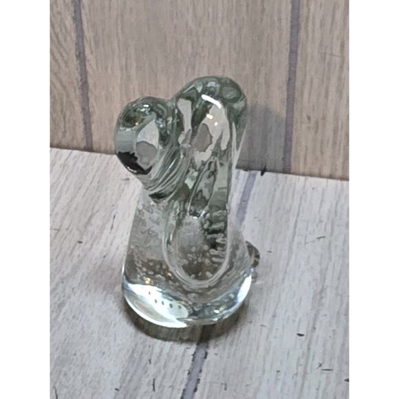 Vtg Hand Blown Art Glass Hound Dog Paperweight Controlled Bubbles Clear Puppy - Picture 8 of 11